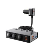 TR-54 9 In 1 Multi Ports PD+QC3.0 USB Car Charger Device 3 Socket Cigarette Lighter Splitter - Image 2