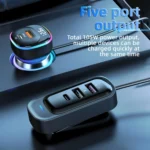 YQ5 PD 105W Cigarette Lighter Adapter 5 Multi Ports Car Charger for Rear Seat 105W Fast Car Charger - Image 4