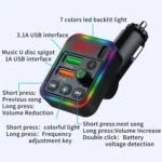 P19 Support U Disk Wireless 7-Colors LED Backlit Car MP3 Hands-Free Bluetooth Calling Car Audio Charger - Image 3
