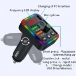 P19 Support U Disk Wireless 7-Colors LED Backlit Car MP3 Hands-Free Bluetooth Calling Car Audio Charger - Image 4