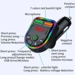 P20 Dual USB Port Car Bluetooth Hands-Free Calling Car MP3 Audio Digital Display USB Car Charger - Image 5