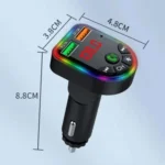 P5 Support U Disk Colorful Ambient Light Car Charger Digital Display Bluetooth Wireless Car MP3 Player - Image 2