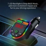 P5 Support U Disk Colorful Ambient Light Car Charger Digital Display Bluetooth Wireless Car MP3 Player - Image 3