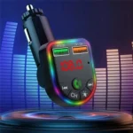 P5 Support U Disk Colorful Ambient Light Car Charger Digital Display Bluetooth Wireless Car MP3 Player - Image 4