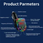 P5 Support U Disk Colorful Ambient Light Car Charger Digital Display Bluetooth Wireless Car MP3 Player - Image 7