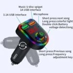 P6 Smart Bluetooth Calling Car Wireless MP3 Audio Device Colorful Ambient Lights Car Charger - Image 4