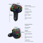 P6 Smart Bluetooth Calling Car Wireless MP3 Audio Device Colorful Ambient Lights Car Charger - Image 5