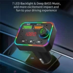 PDF4 PD 25W Fast Car Charger with Hands-Free Calls FM Transmitter 7-Color Led Lights MP3 Player - Image 2