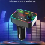 PDF4 PD 25W Fast Car Charger with Hands-Free Calls FM Transmitter 7-Color Led Lights MP3 Player - Image 3