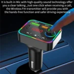 PDF4 PD 25W Fast Car Charger with Hands-Free Calls FM Transmitter 7-Color Led Lights MP3 Player - Image 5
