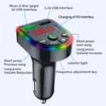 F20 Car MP3 Player PD + Fast USB Charger Handsfree Bluetooth FM Transmitter Car Kit Adapter - Image 3