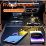 K15 Car Adapter 3 in 1 Stretchable Cable 22.5W Quick Charge Cigarette Lighter Dual USB Ports - Image 4