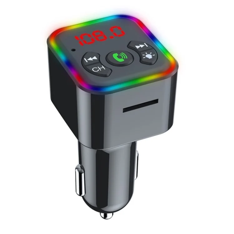 SYA0024449.webp Colorful light Car Hands-free Call Bluetooth Receiver Support U Disk MP3 Player - Image 1