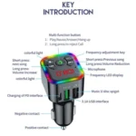 Colorful light Car Hands-free Call Bluetooth Receiver Support U Disk MP3 Player - Image 4