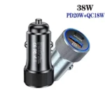 P19 Metal PD20W USB-C + QC18W USB Dual Port Car Charger - Image 2