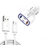 P49 53W PD20W Type-C + USB 4-port Car Charger with USB to Micro USB Data Cable