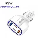 P49 53W PD20W Type-C + USB 4-port Car Charger with USB to Type-C Data Cable - Image 7