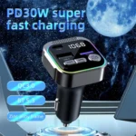 C54 PD 30W Dual USB Car Charger Alloy Car Bluetooth Adapter FM Transmitter MP3 Player - Image 3