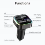 C54 PD 30W Dual USB Car Charger Alloy Car Bluetooth Adapter FM Transmitter MP3 Player - Image 8
