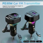 C52 Cigarette Lighter Car Charger Car FM Transmitter Bluetooth Receiver MP3 Player - Image 6