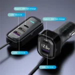 YQ6 PD 30W Fast Charging 2 x Type-C + 3 x USB Car Charger with 1.5m Extension Cable - Image 3