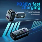 YQ6 PD 30W Fast Charging 2 x Type-C + 3 x USB Car Charger with 1.5m Extension Cable - Image 6