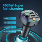 C4S Digital Display Car PD 30W+QC 3.0 Car Charger Audio MP3 Player FM Transmitter - Image 2