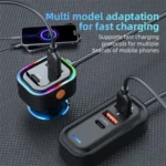 K5 3 USB Fast Charging Car Charger 66W Extension Cord Design 5 Ports Charging Adapter - Image 4
