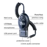 W8 With Telescopic Cable Car Audio Adapter Bluetooth Receiver FM Transmitter - Image 2