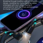 A2 2 USB + 2 Type-C Phone Fast Charging Power Adapter 78W Y-Shaped Car Charger - Image 3