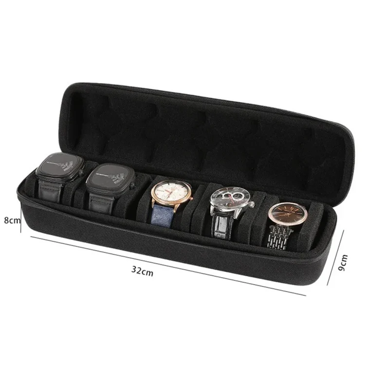 SYA0027589_1.webp Portable 5 Watch Position Zipper Display Storage Box Hard Case - Image 2