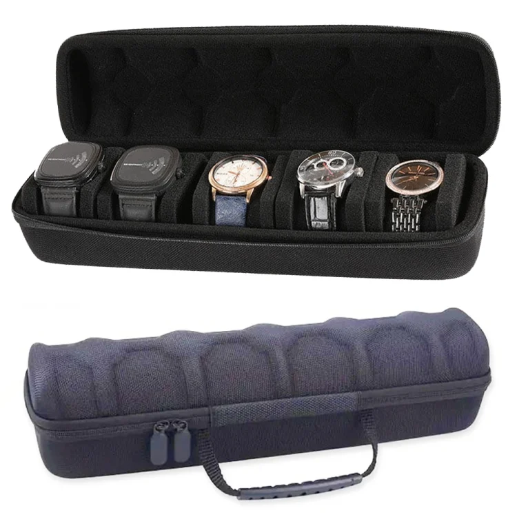 SYA0027589_3.webp Portable 5 Watch Position Zipper Display Storage Box Hard Case - Image 4