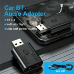 W12 AUX Adapter USB Dongle 2 In 1 Bluetooth 5.3 Car Audio Transmitter Receiver - Image 2