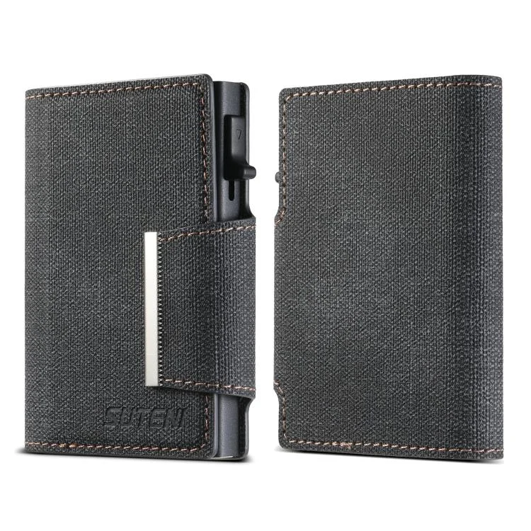 Suteni Denim Buckle Button Automatically Pops Out the Card Box