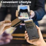 The Suteni denim double-sided card slot button automatically ejects the card box - Image 7