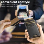The Suteni denim double-sided card slot button automatically ejects the card box - Image 7