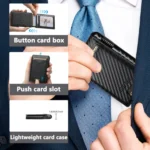 The Suteni carbon fiber pattern button automatically pops out the veneered printed card box - Image 6
