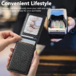 The Suteni carbon fiber pattern button automatically pops out the veneered printed card box - Image 7