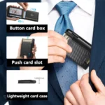 The Suteni carbon fiber pattern button automatically pops out the elastic band card box - Image 6