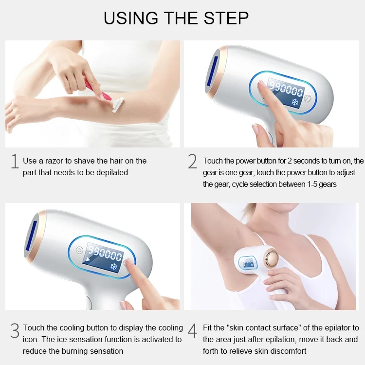 SYA003274_7.webp K_SKIN KD506A Epilator Household Freezing Photon Hair Removal Instrument 5 Levels of Light Intensity for Cheek Armpit Leg Back - Image 8