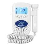 FD-100 Digital Fetal Doppler Ultrasound Sound Baby Heartbeat Detector Monitor LED Digital Prenatal Pocket Fetal Doppler Stethoscope (Blue)