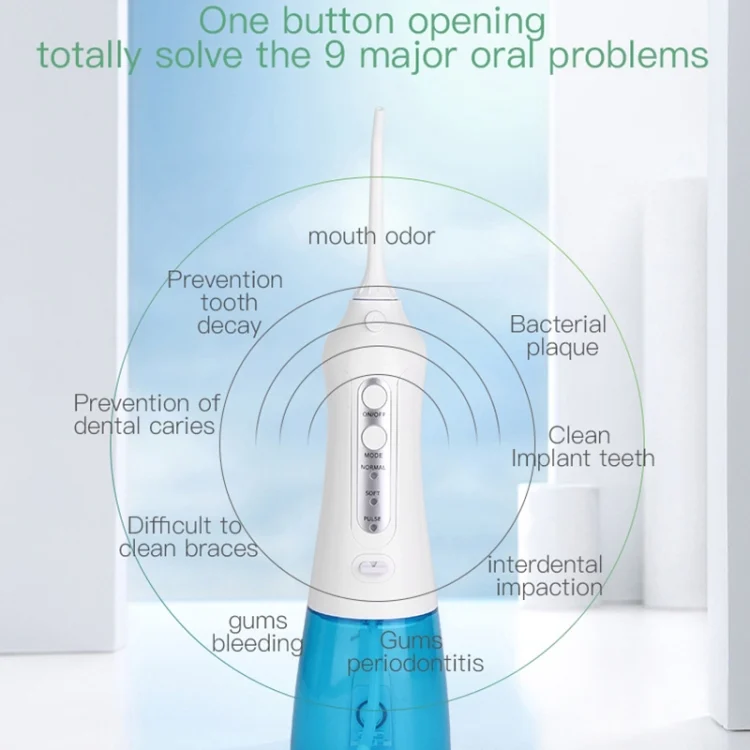 SYA009260_9.webp Wireless Water Floss Cleaner Portable 1400mAh USB-Rechargeable Water Flosser IPX7 Waterproof Oral Irrigator, Water Tank Capacity: 300ML - Image 10