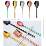 2 PCS Stainless Steel Spoon Creative Coffee Spoon Bar Ice Spoon Gold Plated Long Stirring Spoon - Image 4