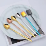 2 PCS Stainless Steel Spoon Creative Coffee Spoon Bar Ice Spoon Gold Plated Long Stirring Spoon - Image 5