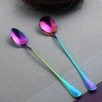 2 PCS Stainless Steel Rainbow Long Handled Coffee Scoops Cold Drink Stirring Spoon for Dessert Cake - Image 6