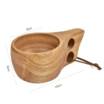 Hand Made Wood Tableware Green Wooden Cup - Image 5