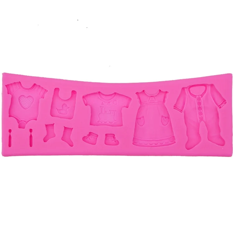 TBD01086221_1.webp 2 PCS Baking Mold Baby Shoes Fondant Cake Mold Kid Clothes Silicone DIY Chocolate West Point Mold - Image 2