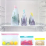 2 Sets PEVA Food Bags Reuse Three-dimensional Thickened Storage Sealed Fresh-keeping Bags, Random Color Delivery - Image 2
