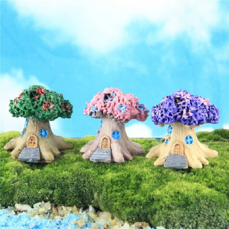 TBD0112455201A_2.webp Micro Landscape Flower Pot Decoration Fleshy Cartoon Construction Toy Big Tree House Resin Decoration - Image 3