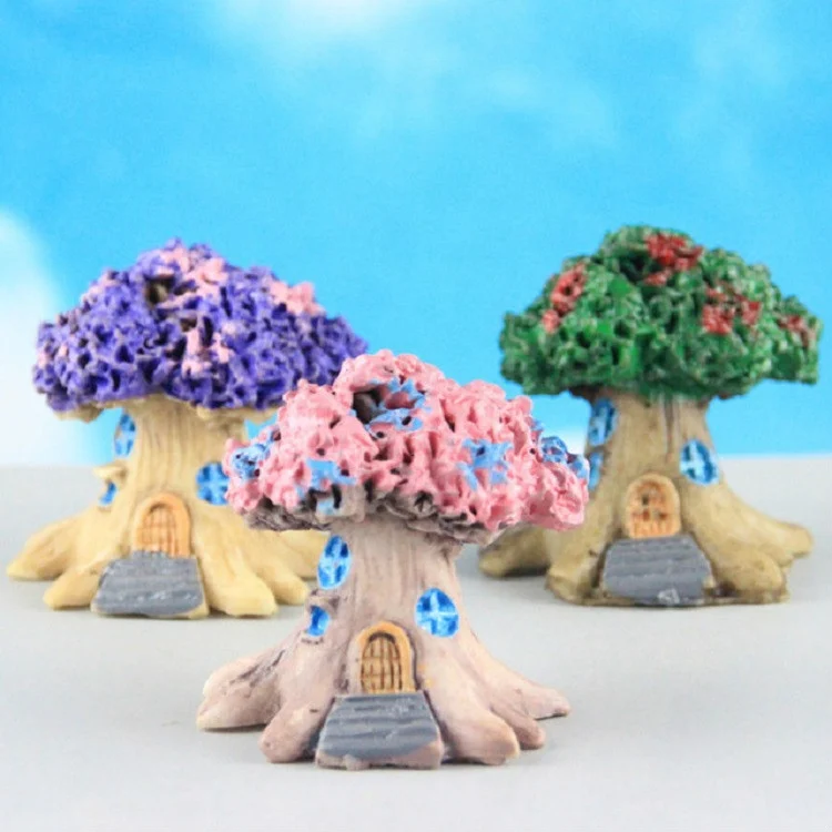 TBD0112455201A_4.webp Micro Landscape Flower Pot Decoration Fleshy Cartoon Construction Toy Big Tree House Resin Decoration - Image 5